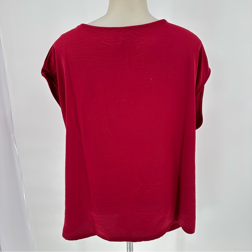 ENTRO Nadine West Red Ruby V-Neck Sleeveless Knotted Detail Asymmetrical… - Picture 4 of 10